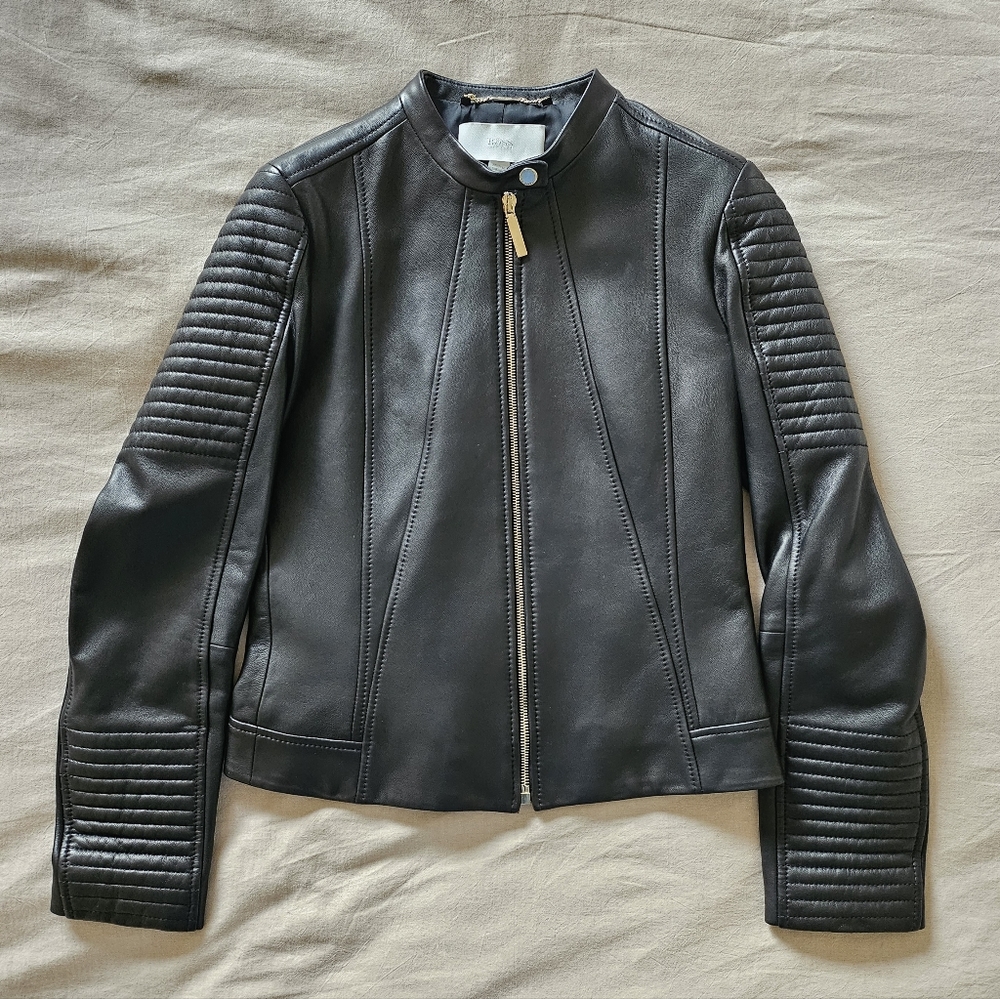 Boss Women's Leather Moto Jacket, US 2
